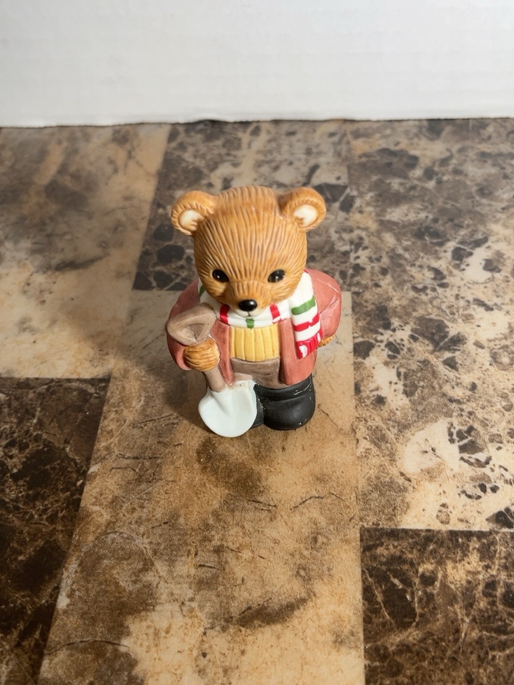 Brown Bear Figure Toy with Scarf and Shovel - Kids Toys
